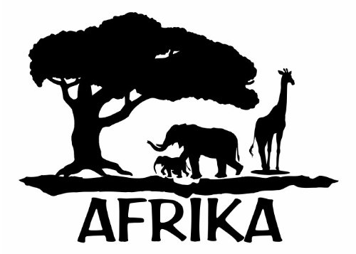 Wandtattooladen Wandtattoo - Afrika - Elefanten und Giraffe Größe:35x25cm Farbe: braun