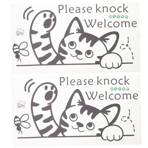 ORFOFE 2st Kühlschrankaufkleber Aufkleber Der Katzenserie Wandtattoo Kätzchen Cartoon-katze-klopfschild Bastelaufkleber Für Die Tür Wandorganisator Zeichen Tieraufkleber Willkommen Pvc