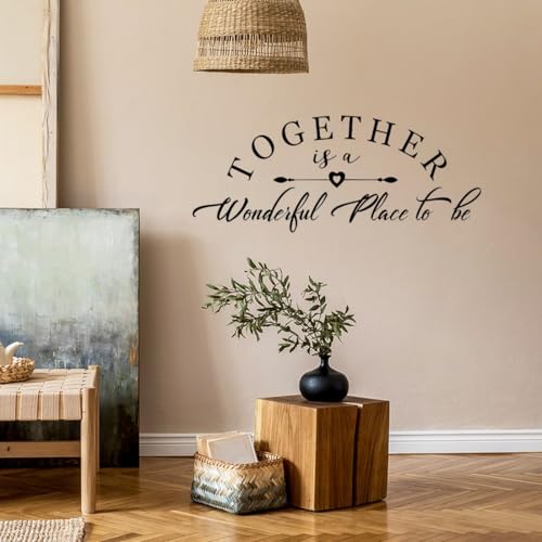 PLIGREAT Warme Familie Sprüche Wandtattoo zusammen ist ein wunderbarer Ort zu sein Zitate DIY Vinyl-Wandaufkleber für Wohnzimmer Schlafzimmer Büro Zuhause Hintergrund Wandbilder Wandmalerei Dekoration