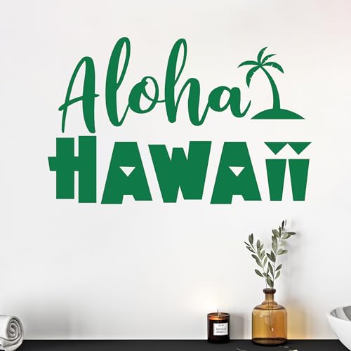 GRAZDesign Wandtattoo Aloha Hawaii mit Palme, Tropical Wandaufkleber Bad Badezimmer Wohnzimmer - selbstklebend - 90x57cm / weiss