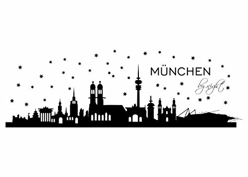 Wandtattooladen Wandtattoo - Skyline München by Night Größe:220x73cm Farbe: grün