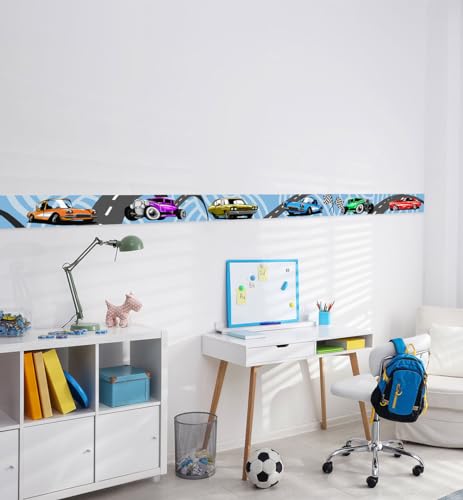 MyMaxxi | Kinder Bordüre | Cars 900 x 20cm | WandKinder Bordüre Wandtattoo | Tapetenbordüre aus Tapetenvlies | Dekoration für Kinderzimmer Spielzimmer