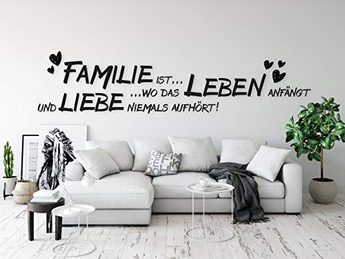 tjapalo® a23 Wandtattoo Familie Spruch wohnzimmer Sprüche Wandsticker Familiensprüche Wandtattoo Familie ist, Farbe: dunkelblau, Größe: B58xH13cm