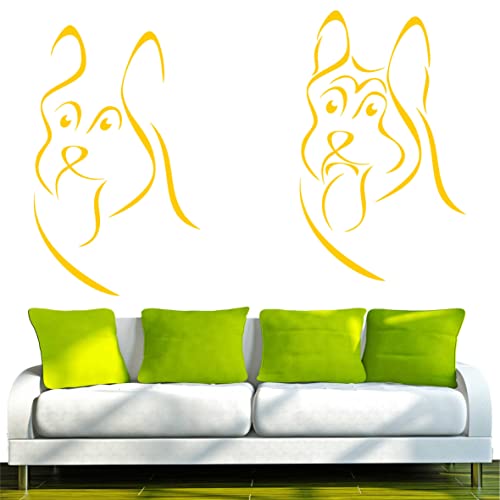 INDIGOS UG Wandtattoo - Wandaukleber d60 tolle Schäferhunde 96x63 cm - Gold - Dekoration Küche Bad Büro Hotel