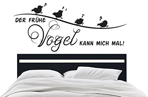 WANDTATTOO Sprüche *** Der frühe Vogel...kann mich mal! *** Farbauswahl - von A&D design (100cm x 43cm)