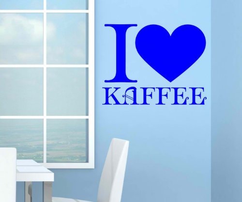 Wandtattoo I love Kaffee Liebe Herz Coffee Küche Spruch Wand Aufkleber 5Q721, Farbe:Beige glanz;Breite vom Motiv:55cm