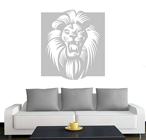 Klebesüchtig A060 Wandtattoo Afrika Löwe 60cm x 55cm hellgrau - Dekoration - Bad - Wohnzimmer - Aufkleber - Wandsticker