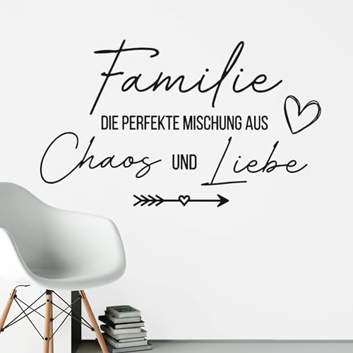 Klebekönig Wandtattoo - Familie die perfekte Mischung - schöner Zitat Spruch Wandaufkleber Sprüche Wandsticker für Schlafzimmer Wanddeko Wohnzimmer Flur Esszimmer in vielen Farben