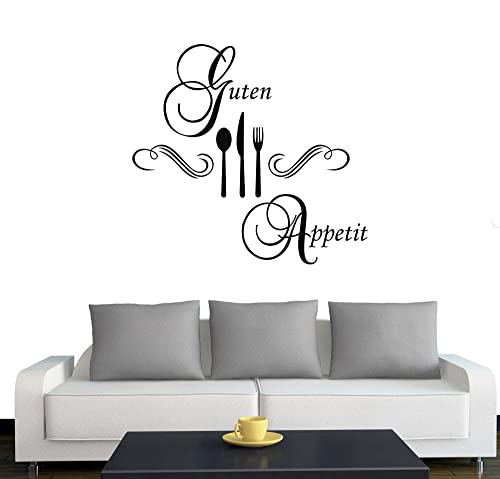 Klebesüchtig Wandtattoo Guten Appetit 50cm x 53cm schwarz Dekoration - Bad - Wohnzimmer - Aufkleber - Wandsticker