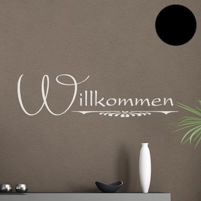 A361 Wandtattoo  Willkommen  60cm x 17cm schwarz (erhältlich in 40 Farben und 6 Größen)