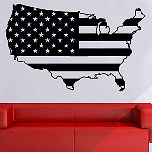 Wandaufkleber Modernes Design Usa Flagge Wandaufkleber Karte Wohnzimmer Sofa Hintergrund Wohnkultur Vinyl Personalisierte Farben Design Wandtattoo 92X58 Cm