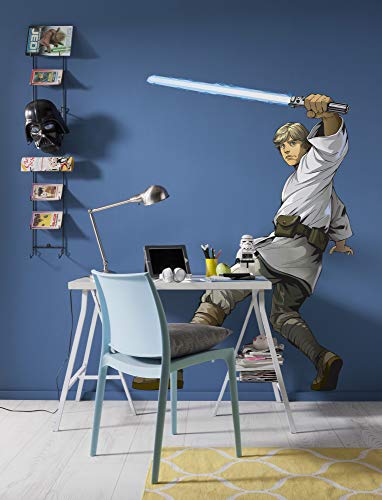 STAR WARS selbstklebende und konturgeschnittene Vlies Fototapete von Komar - Star Wars XXL Luke Skywalker - Größe: 127 x 200 cm - Wandtattoo, Kinderzimmer, Lebensgross