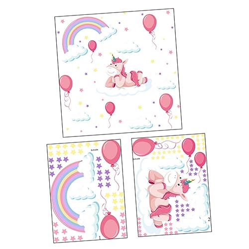 GOOHOCHY 3 Stück Selbstklebende Einhorn Wandaufkleber Für Kinderzimmer Regenbogen Wandtattoo Kreative Wanddekoration Für Mädchen Ideale Heimdekoration Für Schlafzimmer Und