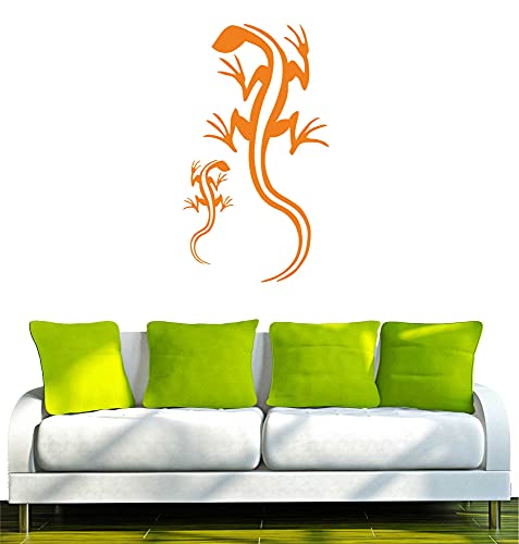 WANDTATTOO/Wandsticker w019 Gecko 2 Geckos 80 x 39, orange