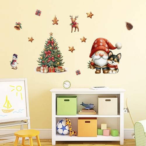 Wandtattoo Weihnachten Wandsticker Wanddeko für Wohnzimmer Schlafzimmer Sofa Hintergrund,Wandaufkleber Kinderzimmer Mädchen und Jungs,Wandaufkleber Diy Wandkunst Dekor