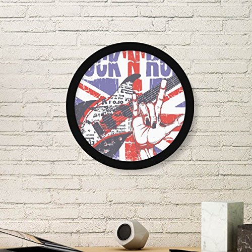 DIYthinker Rock Guitar England Großbritannien Country Flag Uk Runde Einfacher Bilderrahmen Kunstdrucke von Paintings Startseite Wandtattoo Large Schwarz