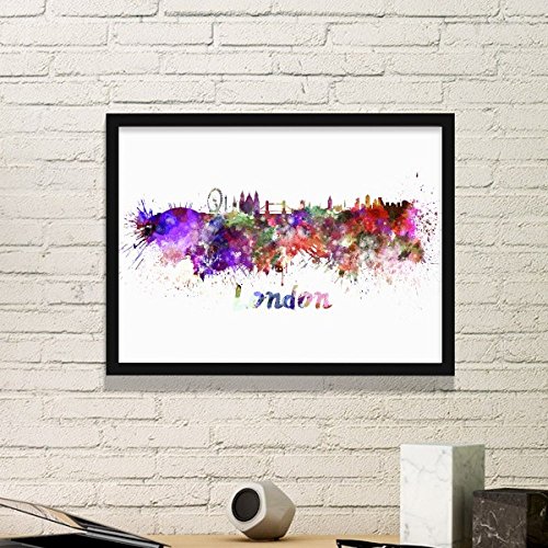 DIYthinker London Großbritannien Land Stadt Aquarell Illustration Einfache Bilderrahmen Kunstdrucke von Paintings Startseite Wandtattoo Small Schwarz