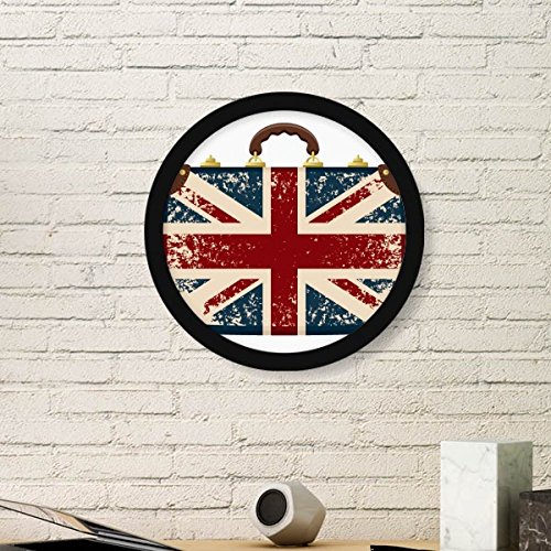 DIYthinker Union Jack Retro Koffer Großbritannien Britische Flagge Kultur Runde Einfacher Bilderrahmen Kunstdrucke von Paintings Startseite Wandtattoo Large Schwarz