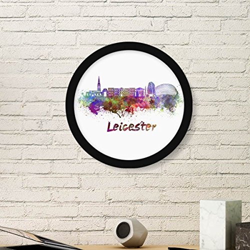 DIYthinker Leicester Großbritannien Land Stadt Aquarell Illustration Runde Einfacher Bilderrahmen Kunstdrucke von Paintings Startseite Wandtattoo Small Schwarz