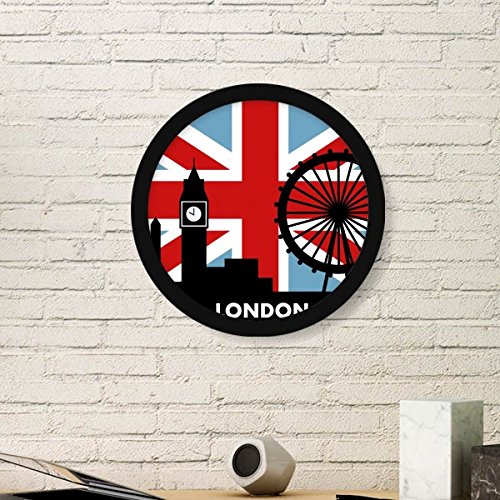 DIYthinker Großbritannien Union Jack London Eye Big Ben Flag Uk Runde Einfacher Bilderrahmen Kunstdrucke von Paintings Startseite Wandtattoo Large Schwarz