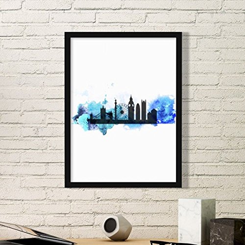 DIYthinker London Tower Bridge Silhouette England Britain Uk Einfache Bilderrahmen Kunstdrucke von Paintings Startseite Wandtattoo Small Schwarz