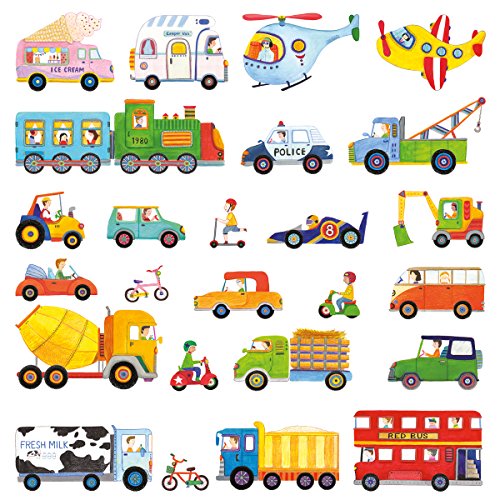 DECOWALL DW-1405 25 Transporte Autos Fahrzeuge Wandtattoo Wandsticker Wandaufkleber Wanddeko für Wohnzimmer Schlafzimmer Kinderzimmer babyzimmer