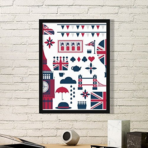 DIYthinker Turm Ballon Soldat Uk Big Ben England Zeichen Flagge Mark Illustration Einfache Bilderrahmen Kunstdrucke von Paintings Startseite Wandtattoo Small Schwarz