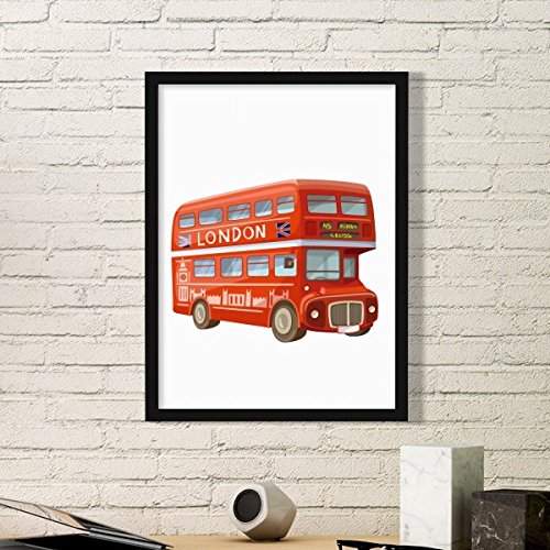 DIYthinker Großbritannien Uk London Red Doppeldecker-Bus Einfacher Bilderrahmen Kunstdrucke Malereien Startseite Wandtattoo Geschenk Medium Schwarz