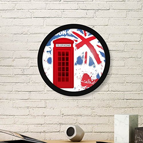 DIYthinker Großbritannien Uk London Flag Red Telephone Booth Runde Bilderrahmen Kunstdrucke von Paintings Startseite Wandtattoo Geschenk Medium Schwarz