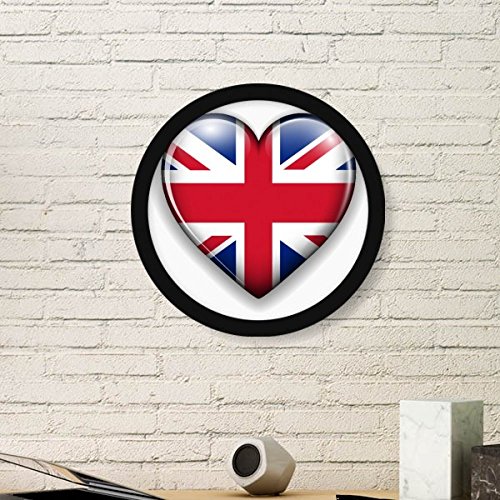 DIYthinker Union Jack Heart-Shaped Großbritannien Britische Flagge Runde Einfacher Bilderrahmen Kunstdrucke von Paintings Startseite Wandtattoo Small Schwarz