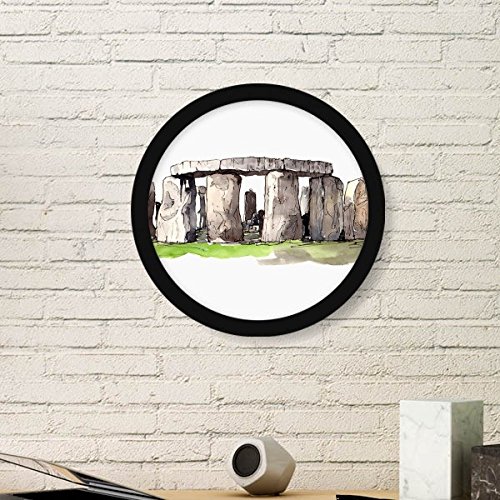 DIYthinker Stonehenge in Wiltshire England Runde Bilderrahmen Kunstdrucke von Paintings Startseite Wandtattoo Geschenk Small Schwarz