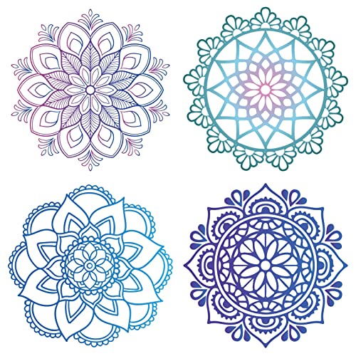 GORGECRAFT 4 Styles 6.3 Zoll Mandala-Fensteraufkleber Statische Blume des Lebens Glas-Schiebetür-Aufkleber Haftet wasserdichte Vinylfolie Schlafzimmer Badezimmer-Aufkleber Zur Verhinderung Haustieren