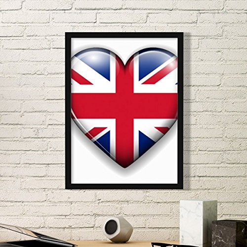 DIYthinker Union Jack Heart-Shaped Großbritannien Britische Flagge Einfache Bilderrahmen Kunstdrucke von Paintings Startseite Wandtattoo Medium Schwarz