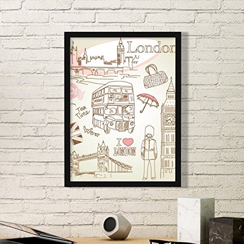 DIYthinker Ich Liebe London England Big Ben Bus Einfache Bilderrahmen Kunstdrucke Malereien Startseite Wandtattoo Geschenk Small Schwarz