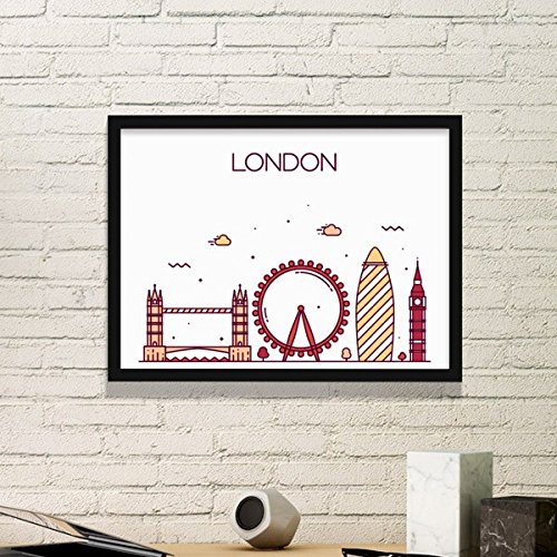 DIYthinker London England Wohnung Zeichen Muster Einfacher Bilderrahmen Kunstdrucke von Paintings Startseite Wandtattoo Small Schwarz