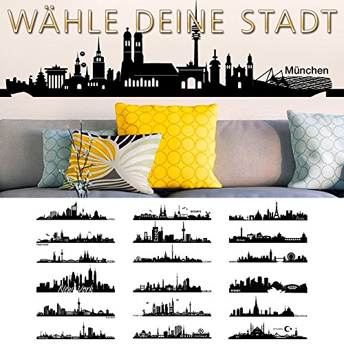 Grandora Wandtattoo Skyline Paris I (BxH) 100 x 25 cm schwarz I Wohnzimmer Städte der Welt Aufkleber selbstklebend Wandaufkleber Wandsticker Sticker W5156