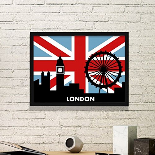 DIYthinker Großbritannien Union Jack London Eye Big Ben Flag Uk Einfache Bilderrahmen Kunstdrucke von Paintings Startseite Wandtattoo Medium Schwarz