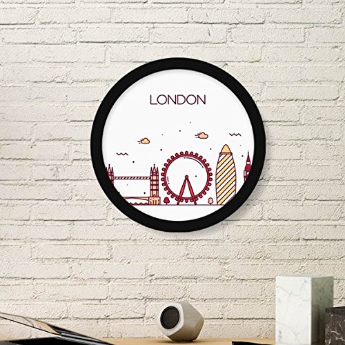 DIYthinker London England Wohnung Zeichen Muster rund Einfache Bilderrahmen Kunstdrucke von Paintings Startseite Wandtattoo Small Schwarz