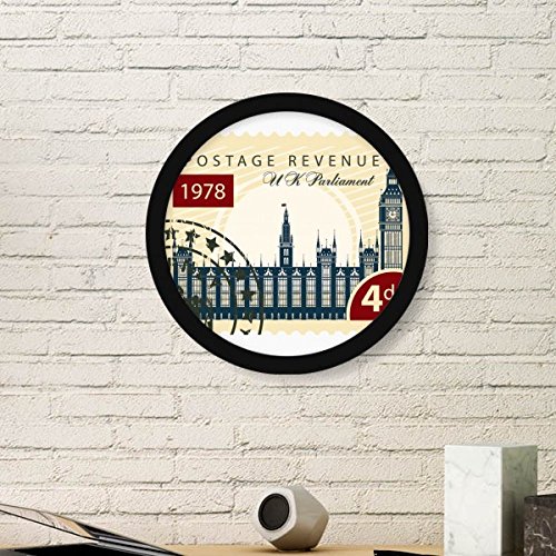 DIYthinker London Parlament Stamp England Britain Uk Runde Einfache Bilderrahmen Kunstdrucke von Paintings Startseite Wandtattoo Small Schwarz