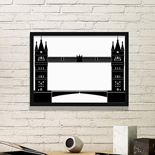 DIYthinker Großbritannien London Tower Bridge Silhouette Uk Einfache Bilderrahmen Kunstdrucke von Paintings Startseite Wandtattoo Small Schwarz