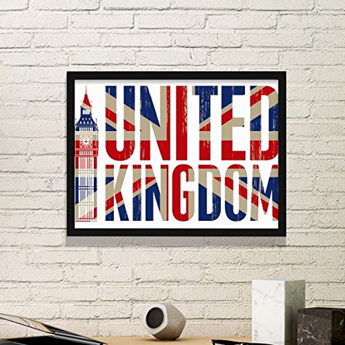 DIYthinker Großbritannien UK Vereinigtes Königreich Flagge Big Ben Union Jack einfache Bilderrahmen Kunstdrucke von Paintings Startseite Wandtattoo Small Schwarz