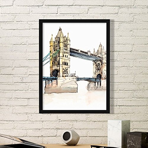 DIYthinker London-Brücke in London England Einfachen Bilderrahmen Kunstdrucke Malereien Startseite Wandtattoo Geschenk Small Schwarz