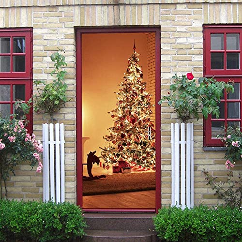 3D Innentür Türposter Türtapete Türaufkleber Einfache Weihnachten Weihnachtsbaum 80 X 200 Cm Selbstklebend Türfolie Poster Tapete Wandtattoo Tür Wandbild Aufkleber Schlafzimmer Bad Büro Hause Deko