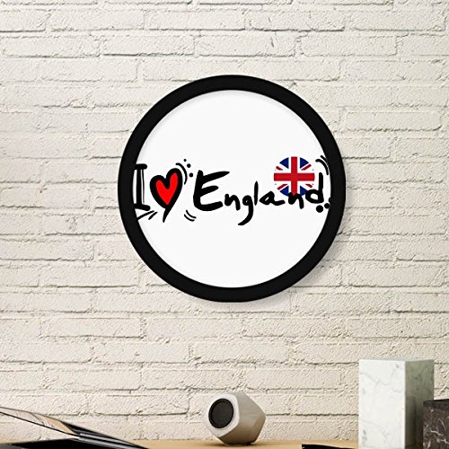 DIYthinker Ich Liebe England Wort Flagge Liebes-Herz-Illustration Muster rund Einfache Bilderrahmen Kunstdrucke von Paintings Startseite Wandtattoo Small Schwarz