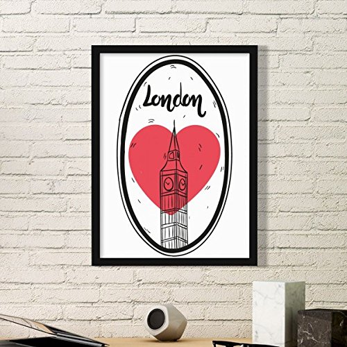 DIYthinker Stadt London Großbritannien Big Ben Liebe einfache Bilderrahmen Kunstdrucke Malereien Startseite Wandtattoo Geschenk Small Schwarz