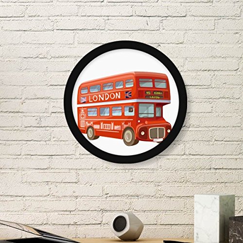 DIYthinker Großbritannien Uk London Red Doppeldecker-Bus Runde Bilderrahmen Kunstdrucke von Paintings Startseite Wandtattoo Geschenk Large Schwarz