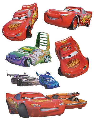 alles-meine.de GmbH 6 TLG. Set: 3-D Wandtattoo / Fensterbild / Sticker - Disney Cars Lightning McQueen - wasserfest - selbstklebend Pop-Up Aufkleber Wandsticker Auto